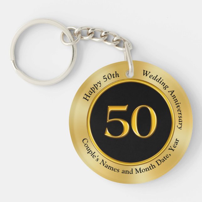 Inexpensive 50th Anniversary Gifts for Husband Keychain (Front)