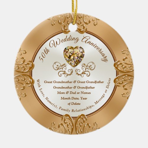 Inexpensive 50th Wedding Anniversary Gifts 50th Ceramic Ornament