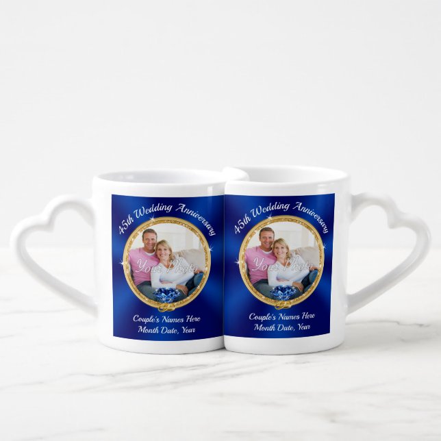 Inexpensive 65th or 45th Wedding Anniversary Gifts Coffee Mug Set (Front Nesting)