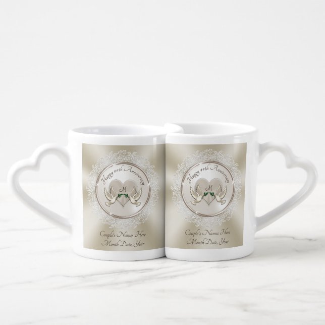 Inexpensive Anniversary Gifts by Year Lace, Pearl Coffee Mug Set (Front Nesting)