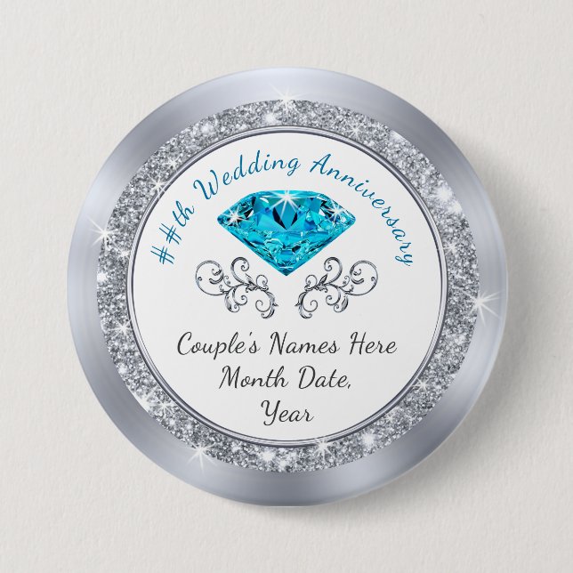Inexpensive Anniversary Party Favors, Personalized Button (Front)