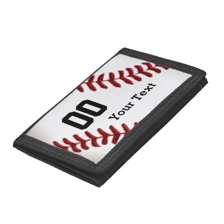 Inexpensive Baseball Gifts Your Name And Number Tri-fold Wallet