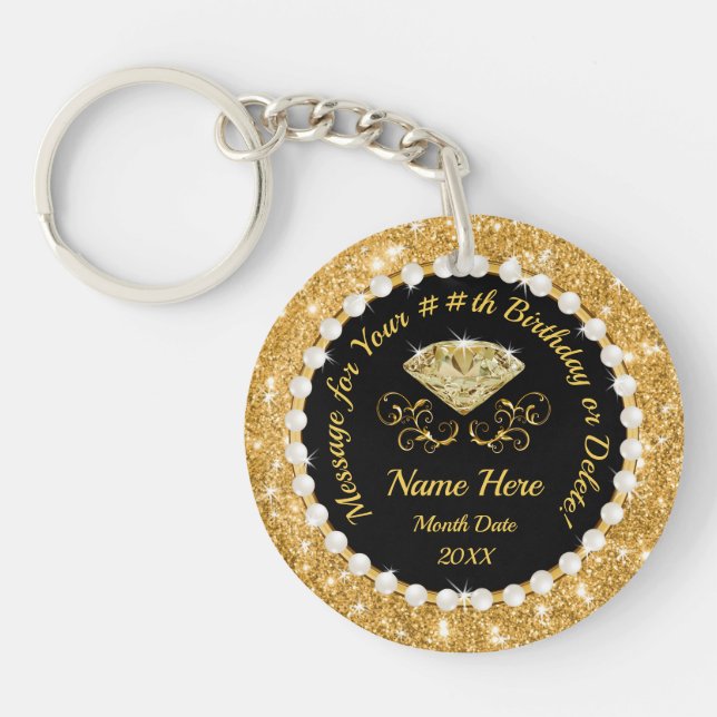 Inexpensive Birthday Gifts for Her, Birthday Favor Keychain (Front)
