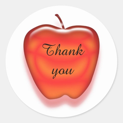 Inexpensive Bright Red Apple Thank You Teacher Classic Round Sticker