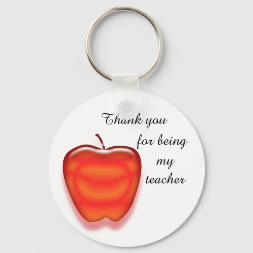 Inexpensive Bright Red Apple Thank You Teacher Keychain
