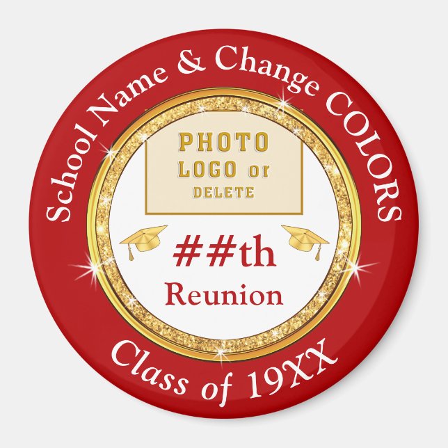 Inexpensive Class Reunion Gifts, Red, White, Gold  Magnet (Front)