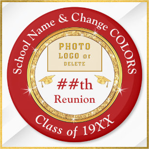 Inexpensive Class Reunion Gifts, Red, White, Gold  Magnet