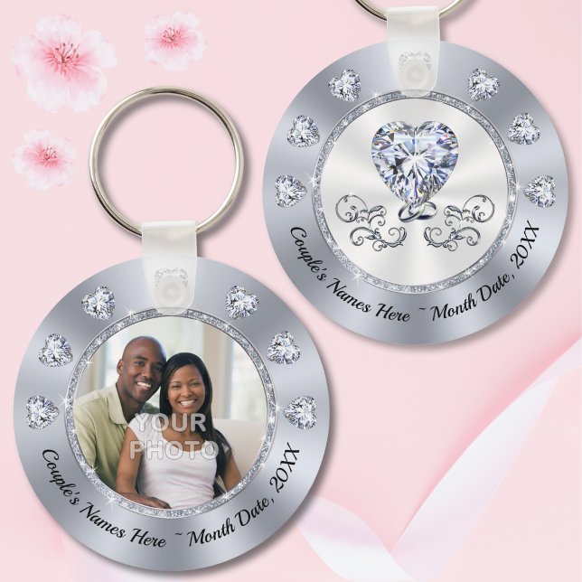 Inexpensive Custom, PHOTO Wedding Favors, Wedding Keychain (Cheap wedding favors. Photo wedding favors. Affordable wedding gifts for guests. Diamond Wedding.)