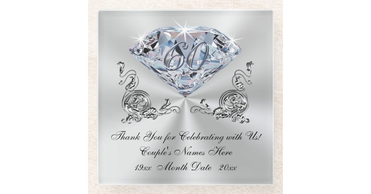 Inexpensive Diamond Wedding Anniversary Gift Ideas Glass Coaster Zazzle Com