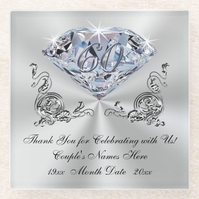 Inexpensive Diamond Wedding Anniversary Gift Ideas Glass Coaster (Front)
