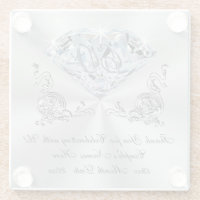 Inexpensive Diamond Wedding Anniversary Gift Ideas Glass Coaster, Zazzle