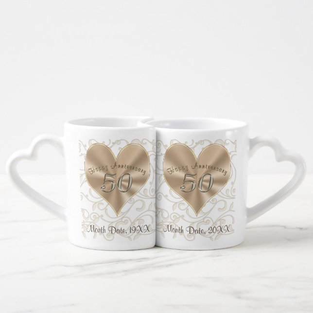 Inexpensive Gifts for 50th Anniversary Mugs Set (Back Nesting)