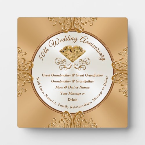 Inexpensive Gifts for 50th Wedding Anniversary Plaque