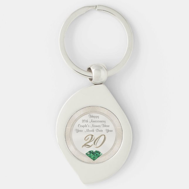 Inexpensive Personalised 20th Anniversary Gifts Keychain (Front)
