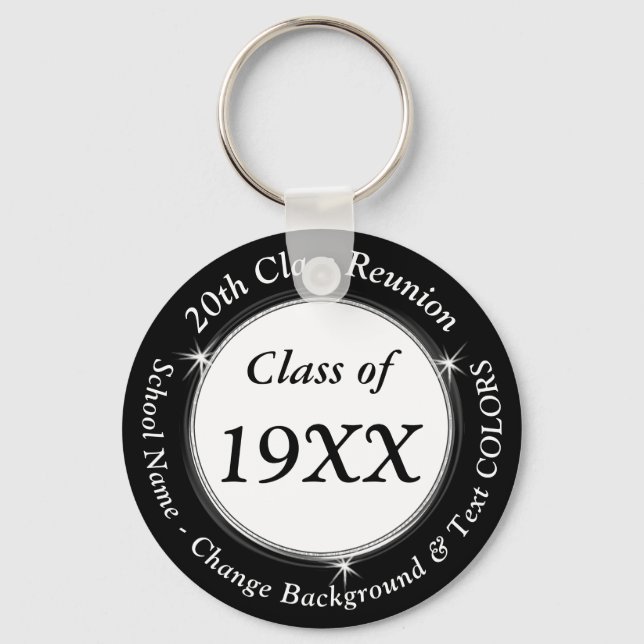 Inexpensive Personalized 20th High School Reunion Keychain (Front)