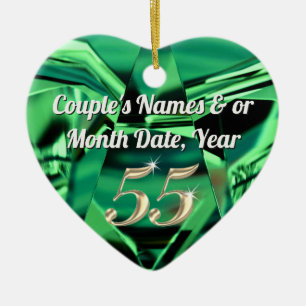 Inexpensive, Personalized 55th Anniversary Gifts Ceramic Ornament