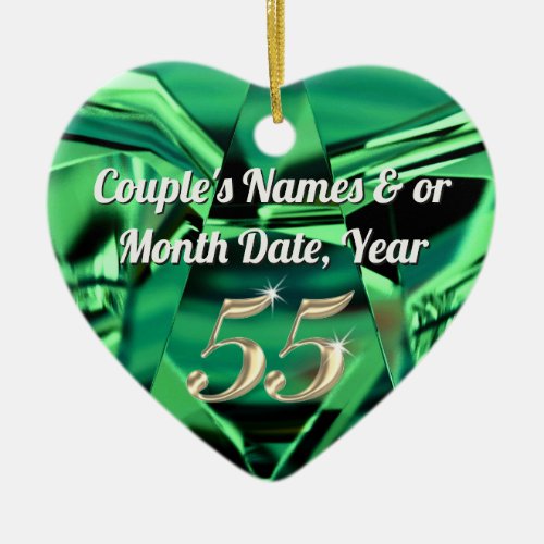 Inexpensive Personalized 55th Anniversary Gifts Ceramic Ornament