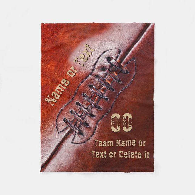 Inexpensive Personalized Football Blanket, 3 Text (Front)