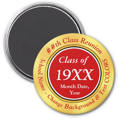 Inexpensive Red White Gold Class Reunion Favors Magnet