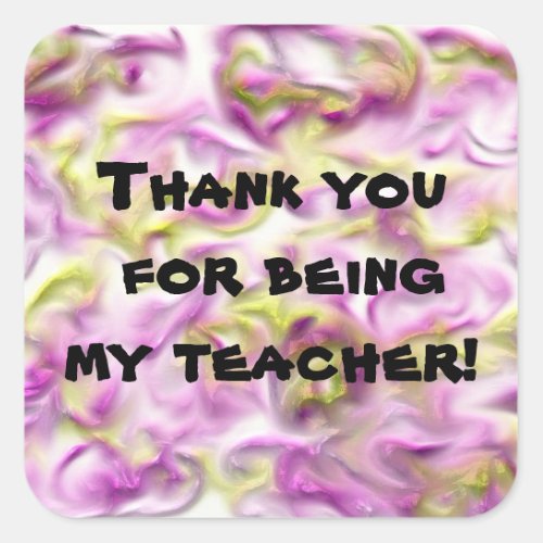 Inexpensive Thank You Pink Teacher Appreciation Square Sticker