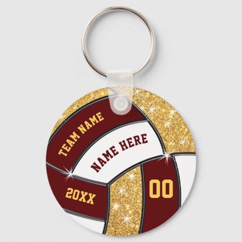 Inexpensive Volleyball Party Favors Maroon Gold Keychain