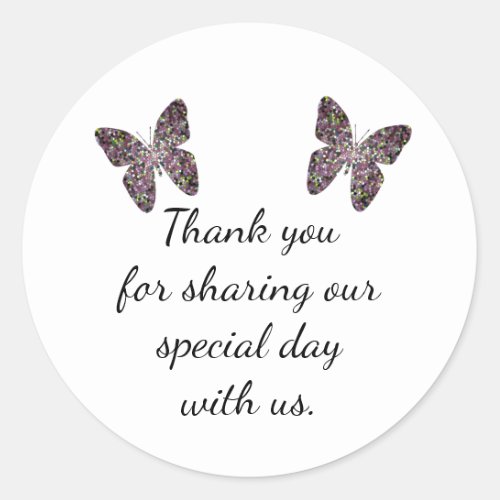Inexpensive Wedding Favor Mosaic Butterfly Classic Round Sticker
