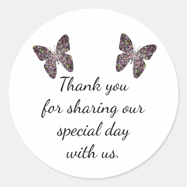 Inexpensive Wedding Favor Mosaic Butterfly Classic Round Sticker (Front)