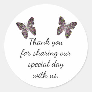 Inexpensive Wedding Favor Mosaic Butterfly Classic Round Sticker