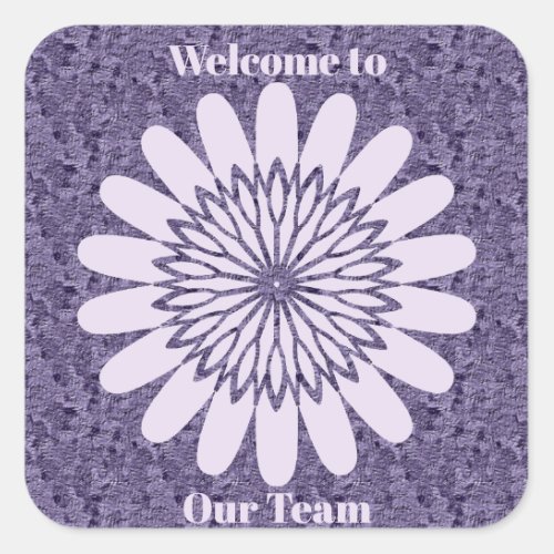 Inexpensive Welcome to Our Team Purple Lace Flower Square Sticker