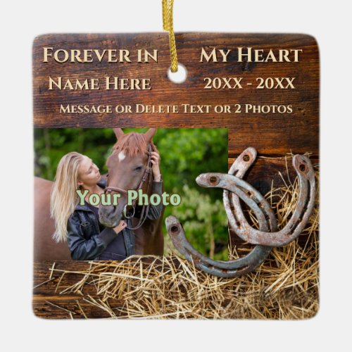 Inexpensive Your 2 Photo Horse Sympathy Gifts Ceramic Ornament