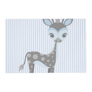 Infant Baby Blue Giraffe w/Stripes Placemat