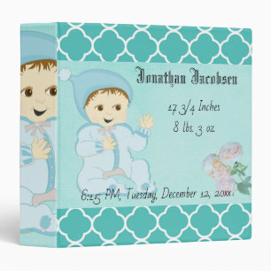 Infant Baby Boy in Blue with Flowers 3 Ring Binder