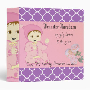 Infant Baby Girl in Pink with Flowers 3 Ring Binder