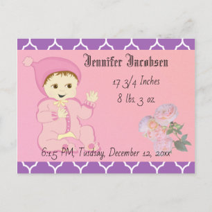 Infant Baby Girl in Pink with Flowers Postcard