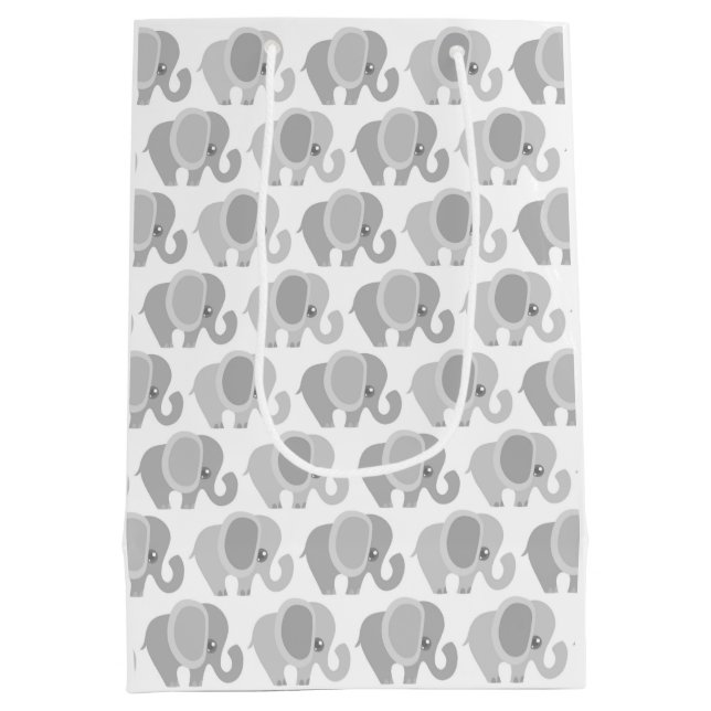 Infant Baby Neutral Gray Elephant Shower Gift Medium Gift Bag (Back)