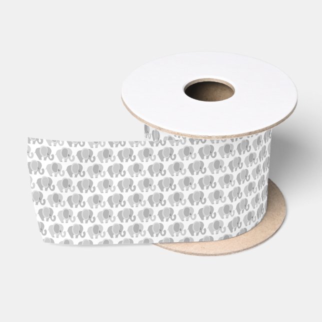Infant Baby Neutral Gray Elephant Shower Gift Satin Ribbon (Spool)