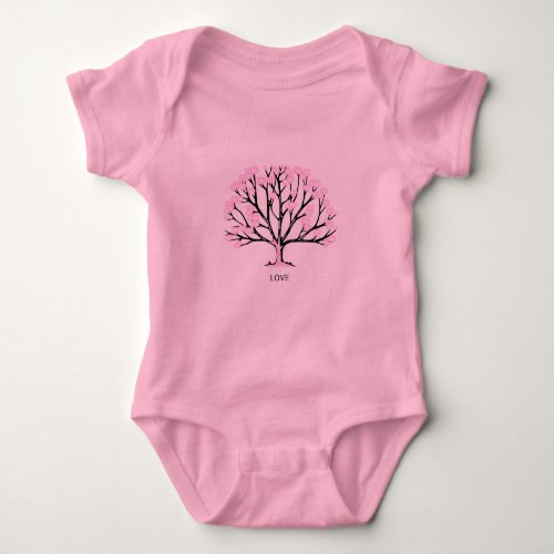 Infant Bodysuit with Pink Heart Tree Design 
