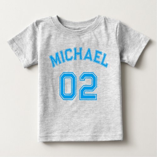 Infant Boy Blue Name Jersey Number Sports Cotton Baby T_Shirt