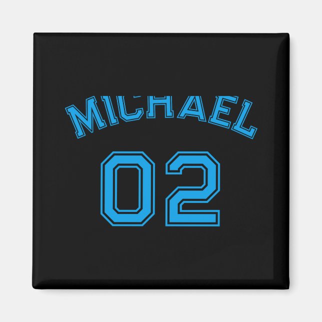 Infant Boy Blue Name Jersey Number Srts Cotton Bab Magnet (Front)