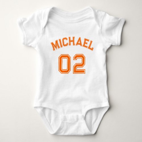 Infant Boy Girl Orange Name Jersey Number Sports Baby Bodysuit