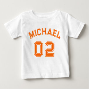 Infant Boy Girl Orange Name Jersey Number Sports Baby T-Shirt