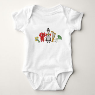 Infant Creeper: Welsh Daffodils Dragon Leeks Harp Baby Bodysuit