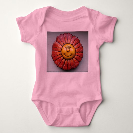 Infant Creeper with hand-painted smiling flower