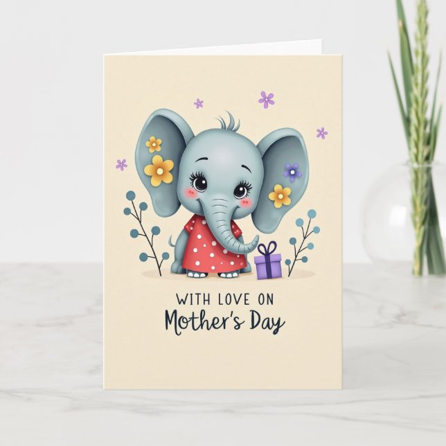 Infant Elephant Mothers Day Card (Front)
