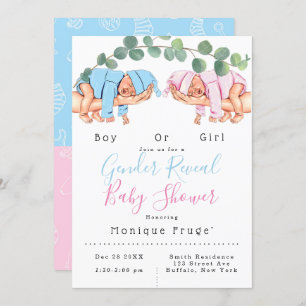 Infant Girl Boy Mommy’s Arm Gender Reveal Invitat Invitation