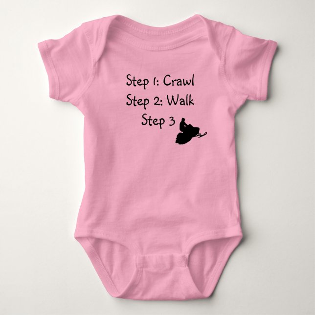 Infant Girl (pink Crawl, Walk, Ride" Baby Bodysuit (Front)