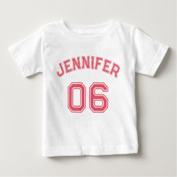 Infant Girl Pink Name Jersey Number Sports Cotton Baby T-Shirt