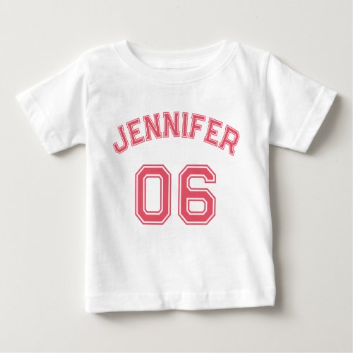 Infant Girl Pink Name Jersey Number Sports Cotton Baby T_Shirt