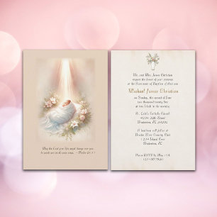 Infant In Soft Light Catholic Baptism Invitation