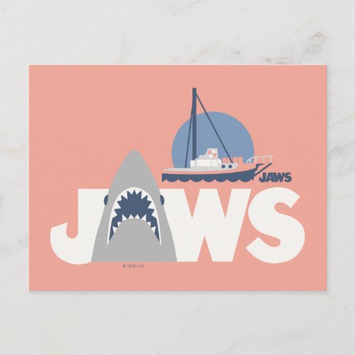 Infant Jaws Shark and Boat Graphic Postcard